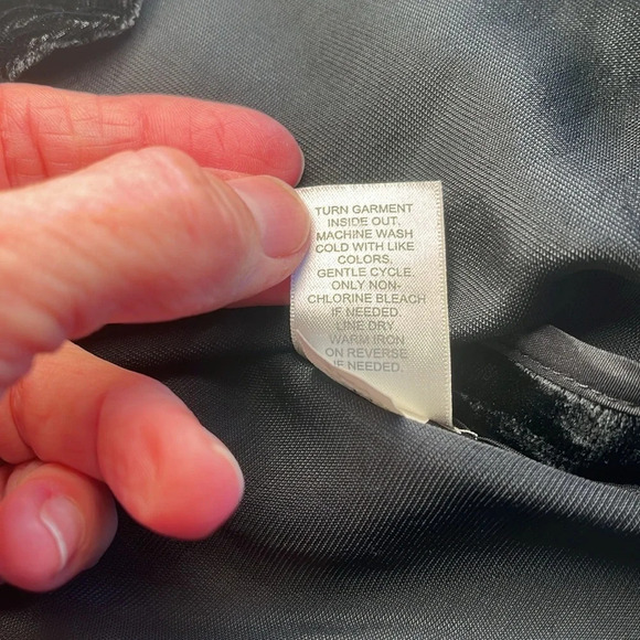 J Jill Velvet Jacket Long Chiffon Shawl Collar Peplum Blazer Medium Black Artsy - Picture 11 of 17